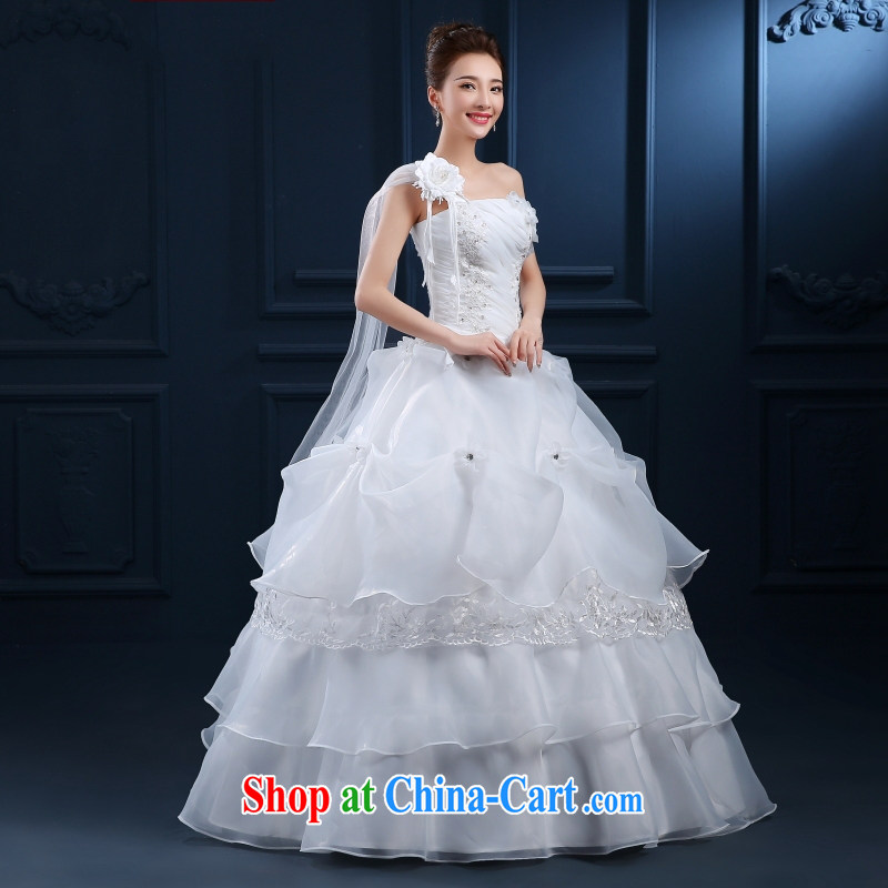 2015 new wedding dresses and stylish Korean-style single shoulder alignment to the Code on MM graphics thin wedding spring and summer classic style white L, Yong Yan close to, and shopping on the Internet