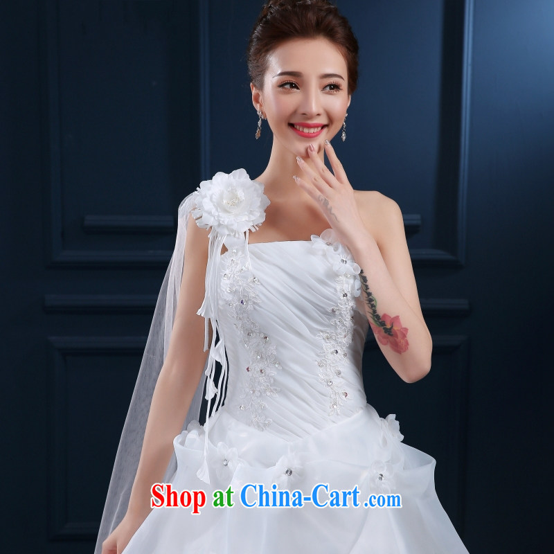 2015 new wedding dresses and stylish Korean-style single shoulder alignment to the Code on MM graphics thin wedding spring and summer classic style white L, Yong Yan close to, and shopping on the Internet
