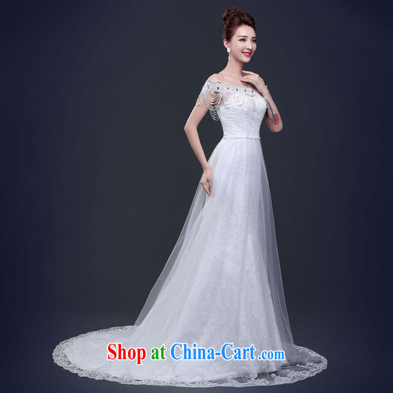 7 color 7 tone Korean version 2015 new word for shoulder chest bare tail lace beauty crowsfoot with large code wedding dresses H 072 white tailored (final), 7 color 7 tone, shopping on the Internet
