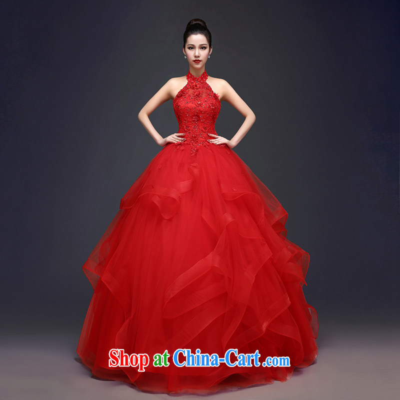 Kou Connie original Red wedding dresses spring 2015 Korean-style sexy sleeveless is also marriages graphics thin Princess shaggy dress summer hunsha female Red tailored final 7 day