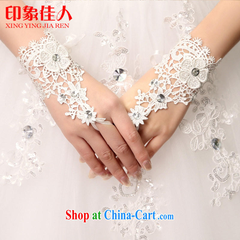 Impressive lady lace short water drilling bridal gloves wedding wedding terrace a stylish floral wedding gloves YS 1007