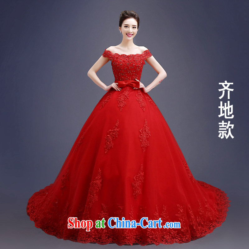 Kou Connie original Red Tail wedding 2015 spring and summer, the Korean word for shoulder strap beauty graphics thin brides with wedding-tail lace long-tail red with a tailored final 7 day