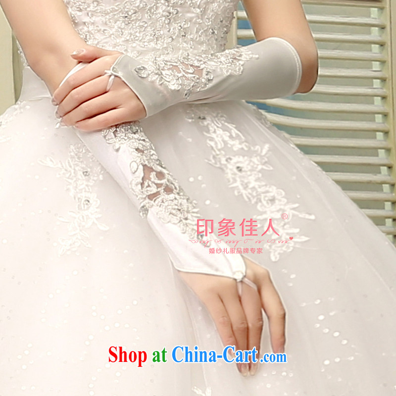 Leigh impression bridal gloves new marriage water drilling exposed the flowers wedding gloves wedding gloves wedding accessories YS 1008, impressive lady, shopping on the Internet