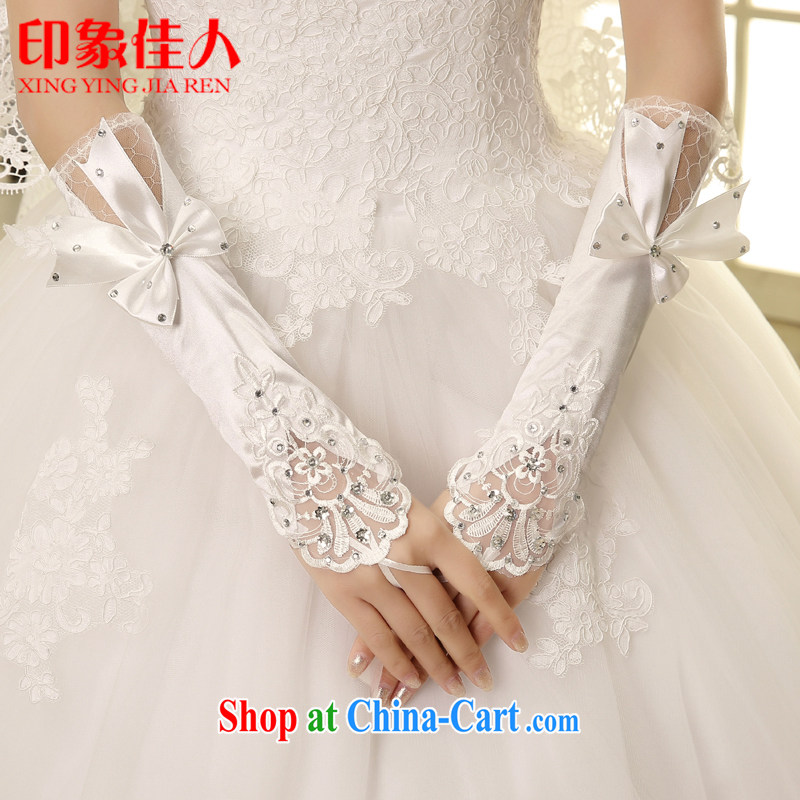 Impression Leigh married women married gloves with finger embroidered wedding long gloves wedding accessories shadow floor gloves YS 1013