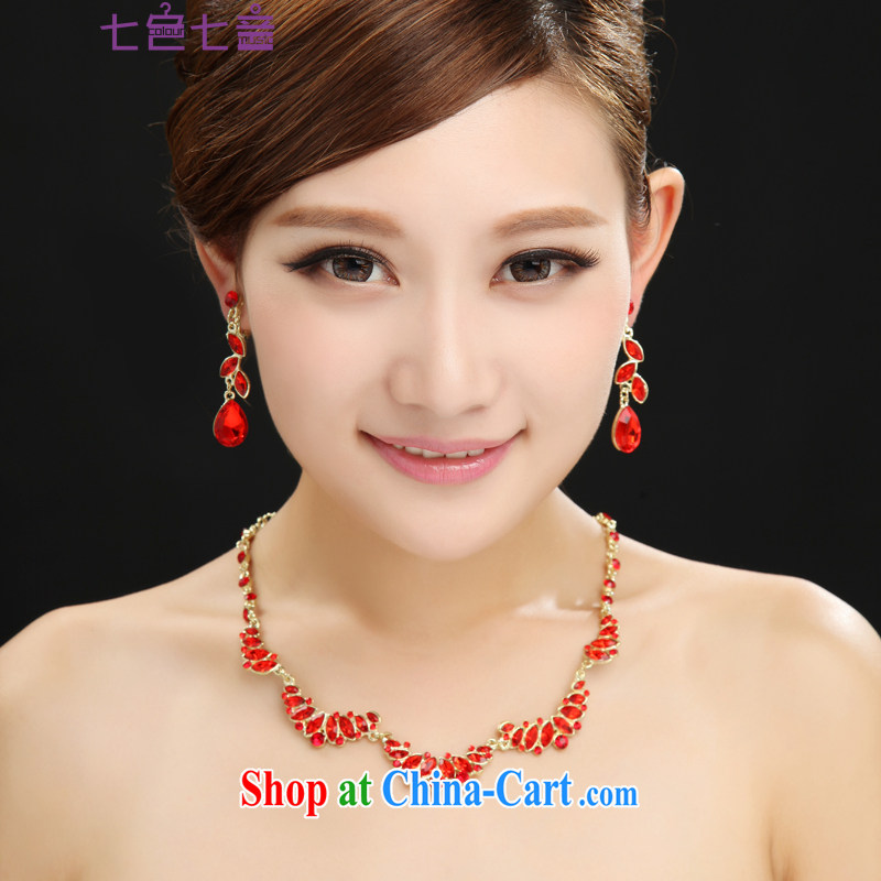 7 color 7 tone bridal head-dress 3 piece wedding accessories red water drilling wedding dress bows dress, SP 001 necklaces and ear pendants are code