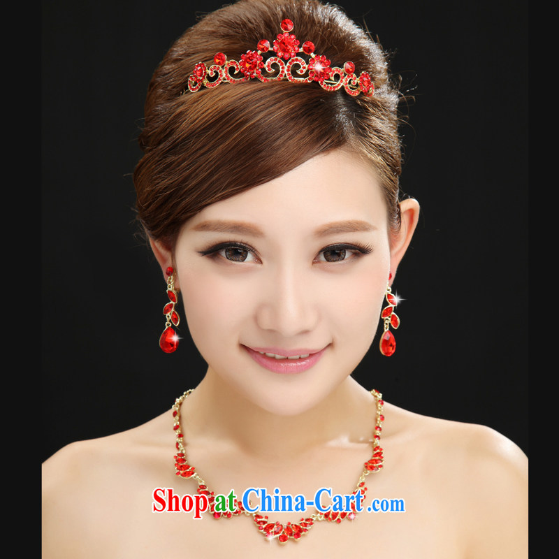 7-Color 7 tone bridal head-dress 3 piece wedding accessories red water drilling wedding dress bows dress, SP 001 necklaces and ear pendants are code, and 7-Color 7 tone, and shopping on the Internet