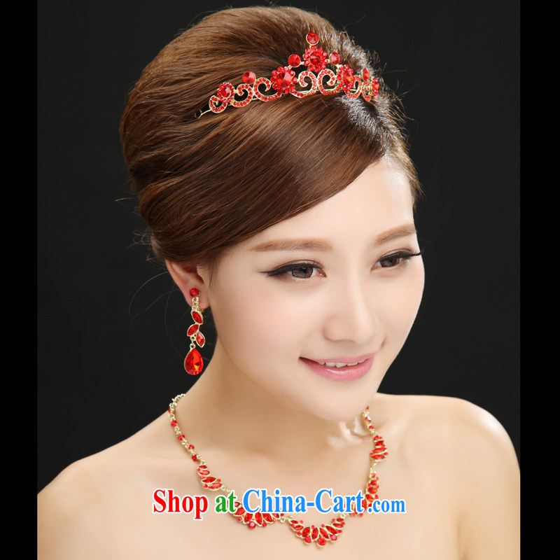 7-Color 7 tone bridal head-dress 3 piece wedding accessories red water drilling wedding dress bows dress, SP 001 necklaces and ear pendants are code, and 7-Color 7 tone, and shopping on the Internet