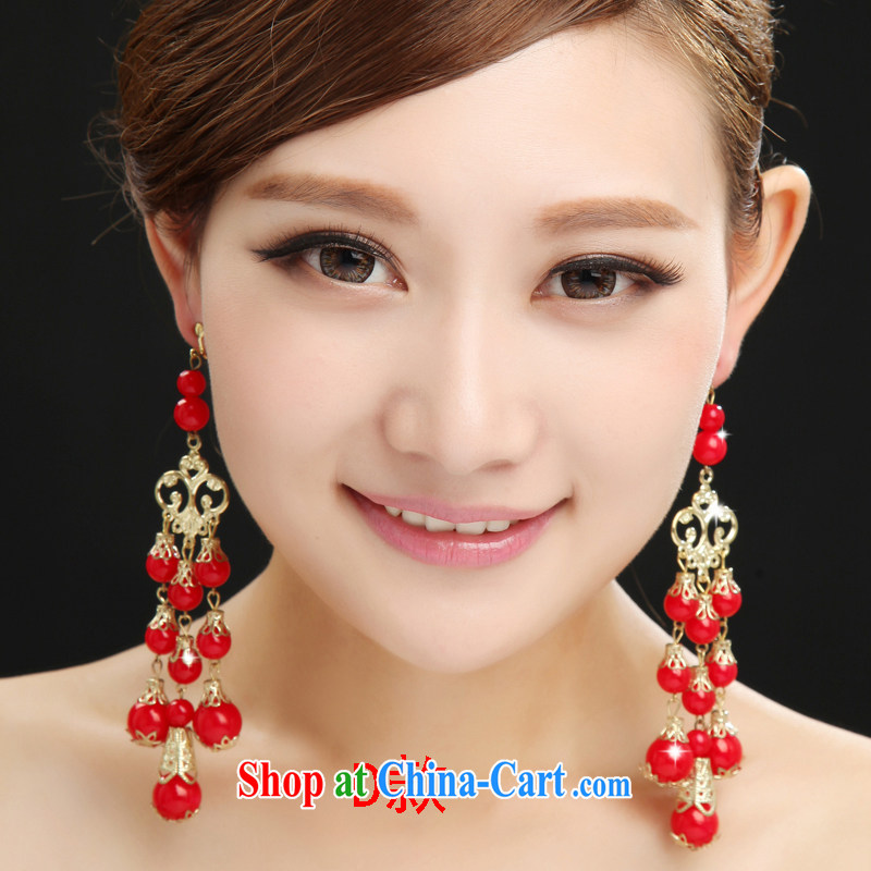 7 color 7 tone costumes bridal earrings red Chinese style red ear ornaments marriage ear fall flow, red ear staple Chinese PS C 003, code, 7 color 7 tone, shopping on the Internet