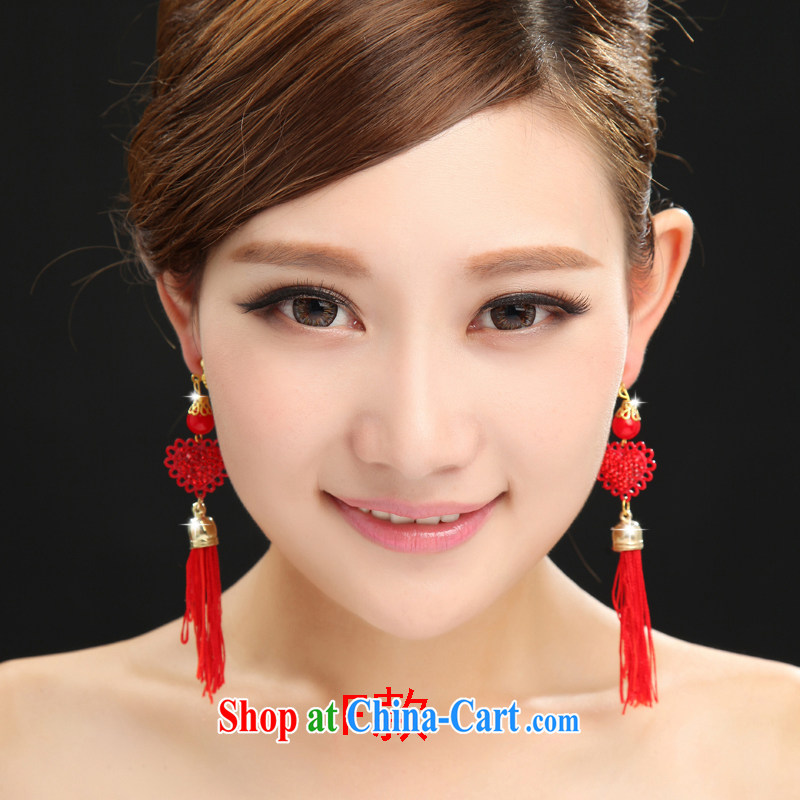 7 color 7 tone costumes bridal earrings red Chinese style red ear ornaments marriage ear fall flow, red ear staple Chinese PS C 003, code, 7 color 7 tone, shopping on the Internet