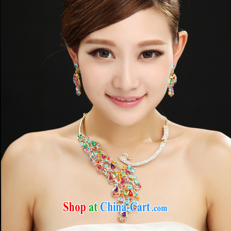 7 color 7, Korean-style color bridal jewelry necklace earrings Crown 3 piece wedding dresses accessories and ornaments SP 005 Crown + necklace + ear fall are code, 7-Color 7 tone, shopping on the Internet