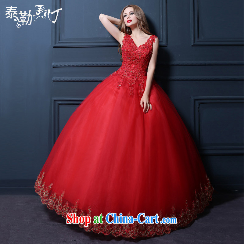 Martin Taylor 2015 red wedding Korean fashion bridal larger lace with marriage wedding shoulders wedding canopy skirts red S
