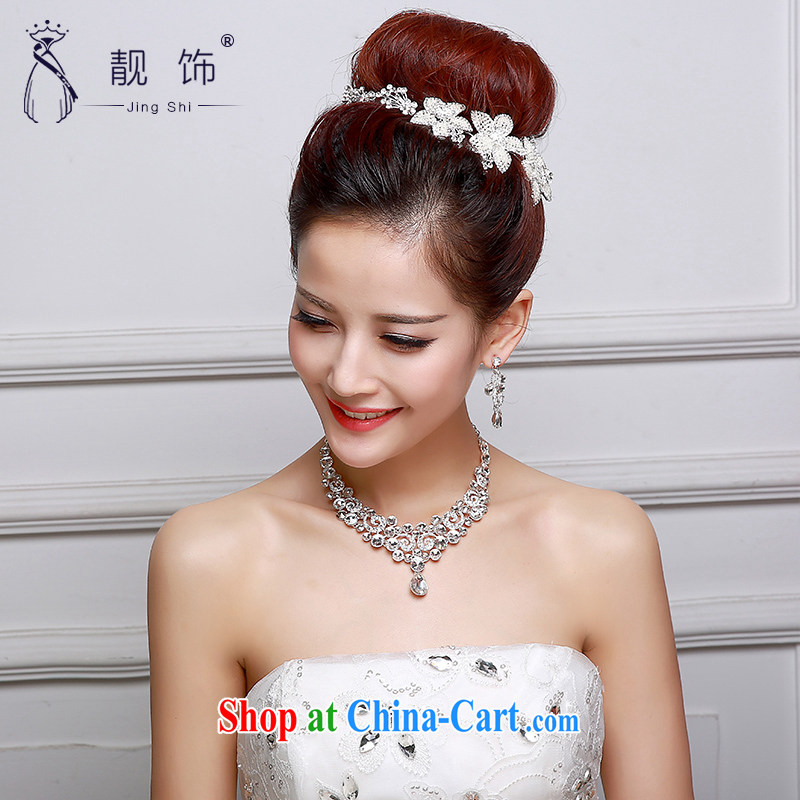 Beautiful ornaments 2015 new bridal head-dress necklace earrings 3-Piece wedding accessories white jewelry. Building supplies wedding dresses accessories bridal jewelry 017, beautiful ornaments JinGSHi), online shopping