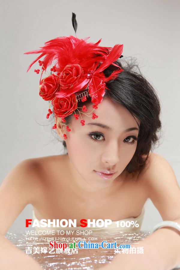 Bridal wedding dresses Accessories Kit Korean-style head-dress red silk flowers jewelry 2015 new Marriage and take red pictures, price, brand platters! Elections are good character, the national distribution, so why buy now enjoy more preferential! Health