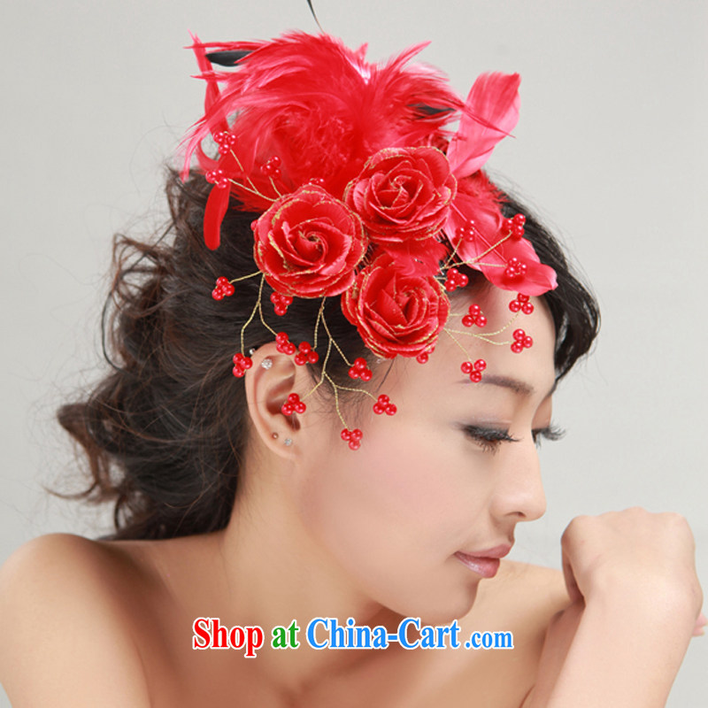 Bridal wedding dresses Accessories Kit Korean-style head-dress red silk flowers jewelry 2015 new Marriage and take red, Jimmy married arts, shopping on the Internet