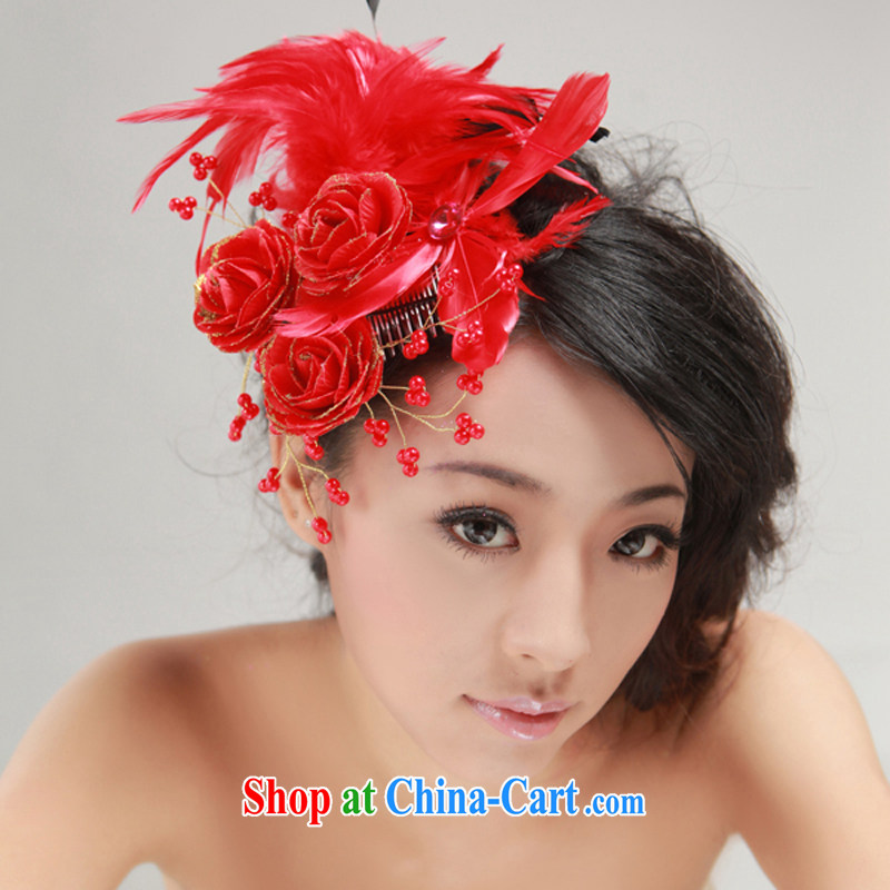 Bridal wedding dresses Accessories Kit Korean-style head-dress red silk flowers jewelry 2015 new Marriage and take red, Jimmy married arts, shopping on the Internet
