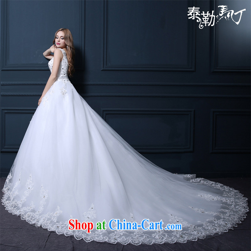 Martin Taylor 2015 tail wedding spring and summer, Japan, and South Korea wedding bridal wedding dress trendy, lace shoulders high-end bridal field shoulder tail wedding dress white L
