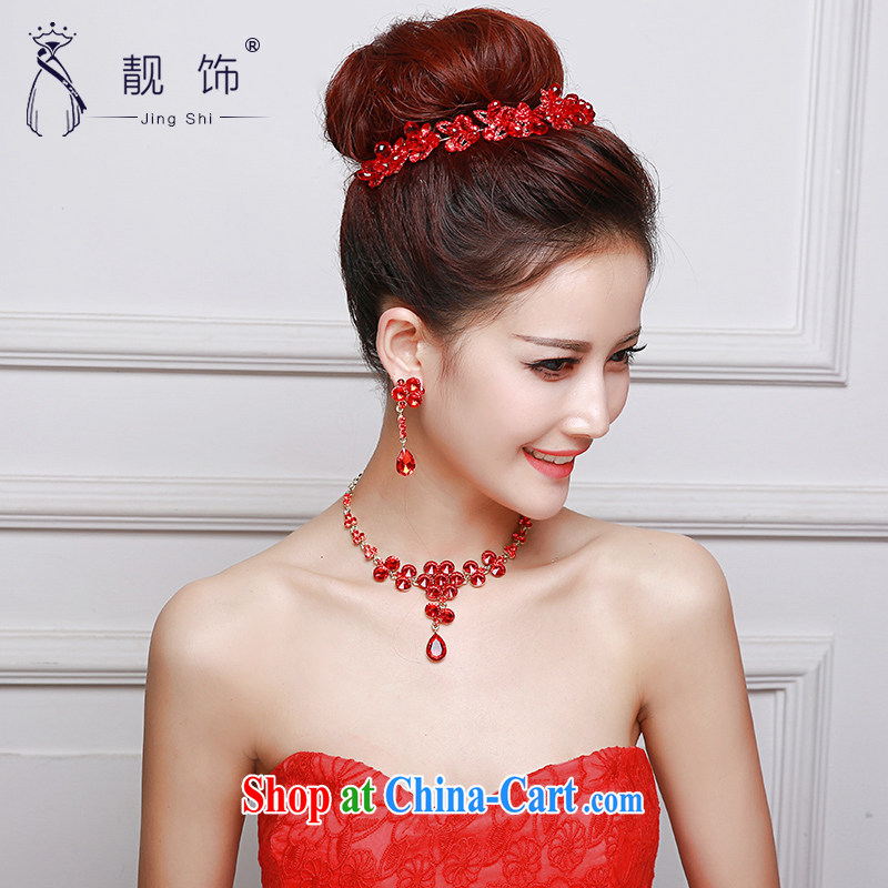 Beautiful ornaments 2015 new bridal red head-dress red Korean-style headdress Crown necklace earrings 3-piece red Korean-style suite 036, beautiful ornaments JinGSHi), and, on-line shopping