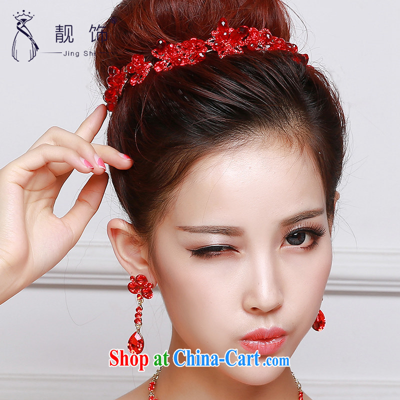 Beautiful ornaments 2015 new bridal red head-dress red Korean-style headdress Crown necklace earrings 3-piece red Korean-style suite 036, beautiful ornaments JinGSHi), and, on-line shopping