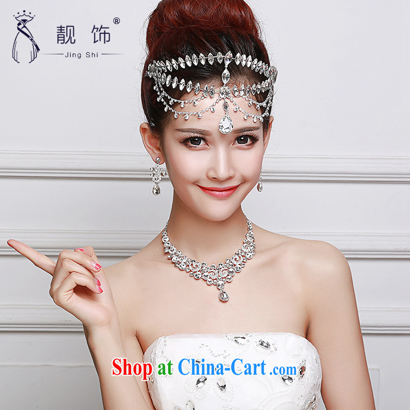 Beautiful ornaments 2015 new bridal jewelry Deluxe Water drilling ring Crown necklace earrings 3-Piece wedding accessories Crown suite 063, beautiful ornaments JinGSHi), shopping on the Internet