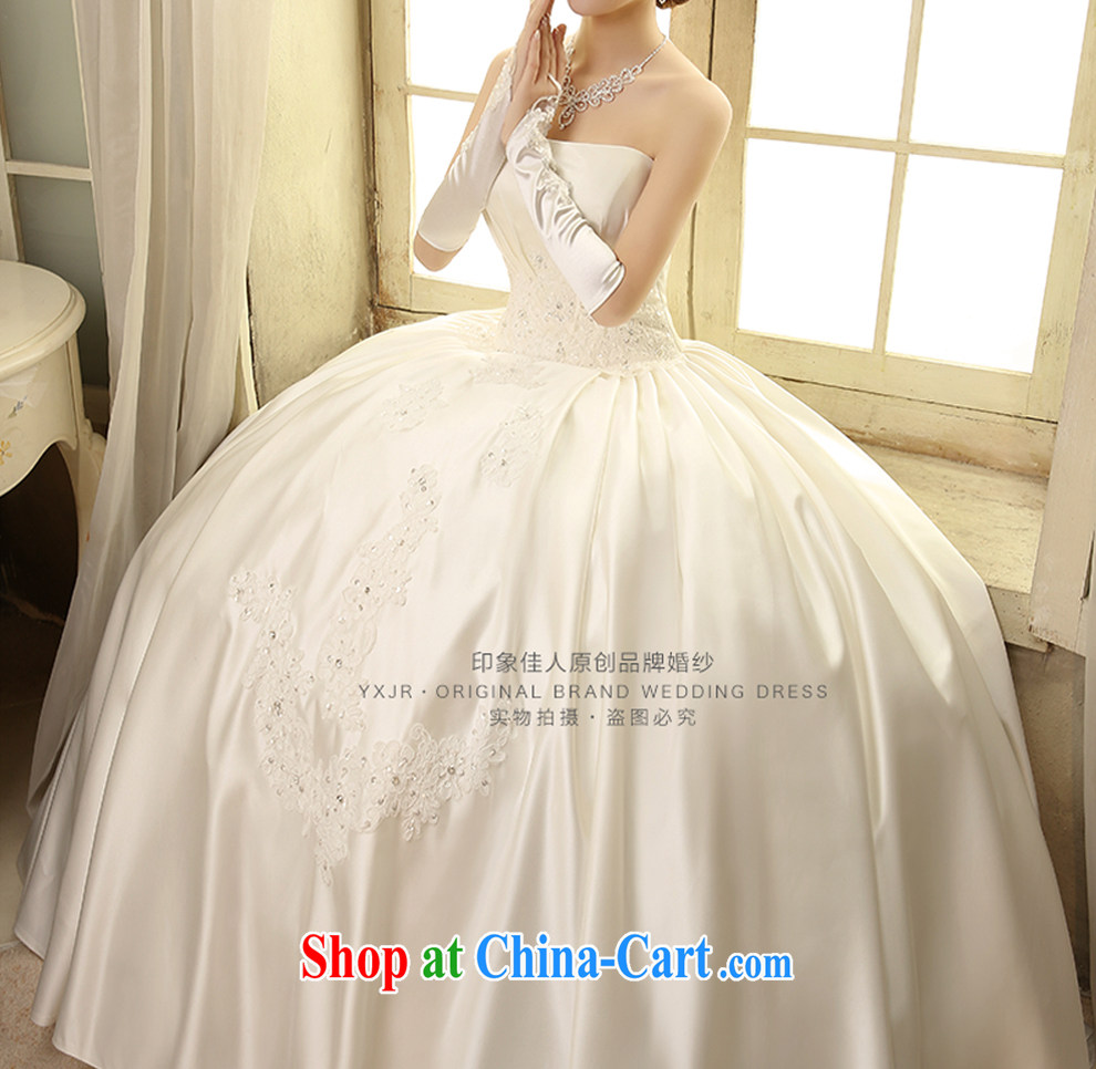 Leigh impression wedding dresses 2015 new bride's bare chest Korean white satin shaggy wedding minimalist summer 1809 H XL pictures, price, brand platters! Elections are good character, the national distribution, so why buy now enjoy more preferential! Health