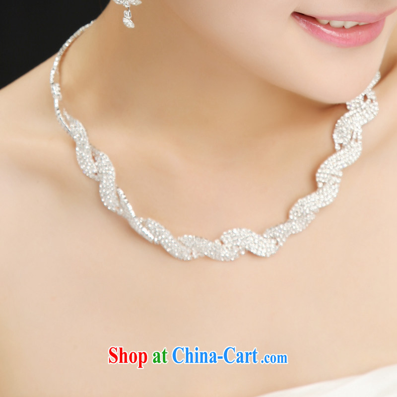 7 color 7 tone new brides and married the crown 3-Piece Korean-style water diamond necklace ear ornaments wedding with ornaments PS 018 necklace + ear fall are code, 7-Color 7 tone, shopping on the Internet