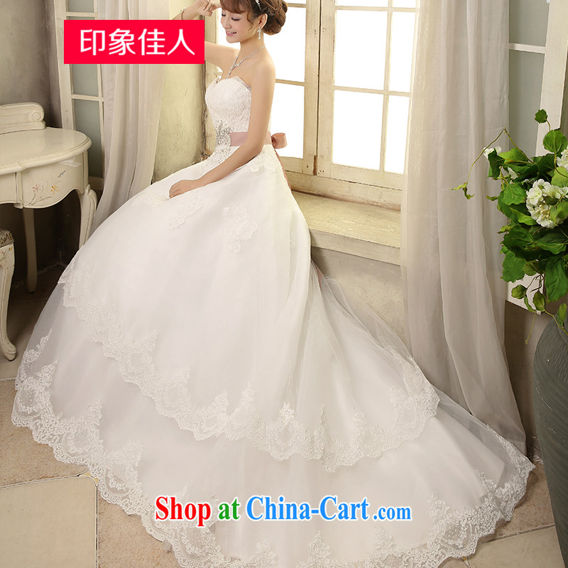 Leigh impression wedding dresses 2015 new retro double-shoulder-tail water drilling Web yarn bridal graphics thin smears chest wedding H XL 2807