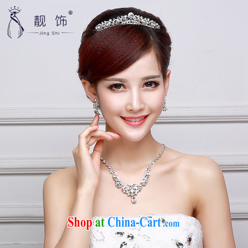 Beautiful decorated bridal head-dress wedding dresses accessories Crown necklace earrings 3 piece bridal wedding supplies Crown necklace set 005, beautiful ornaments JinGSHi), shopping on the Internet
