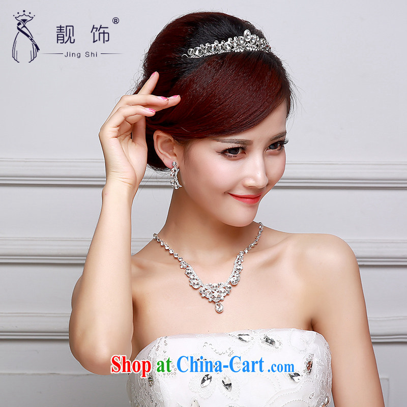Beautiful decorated bridal head-dress wedding dresses accessories Crown necklace earrings 3 piece bridal wedding supplies Crown necklace set 005, beautiful ornaments JinGSHi), shopping on the Internet