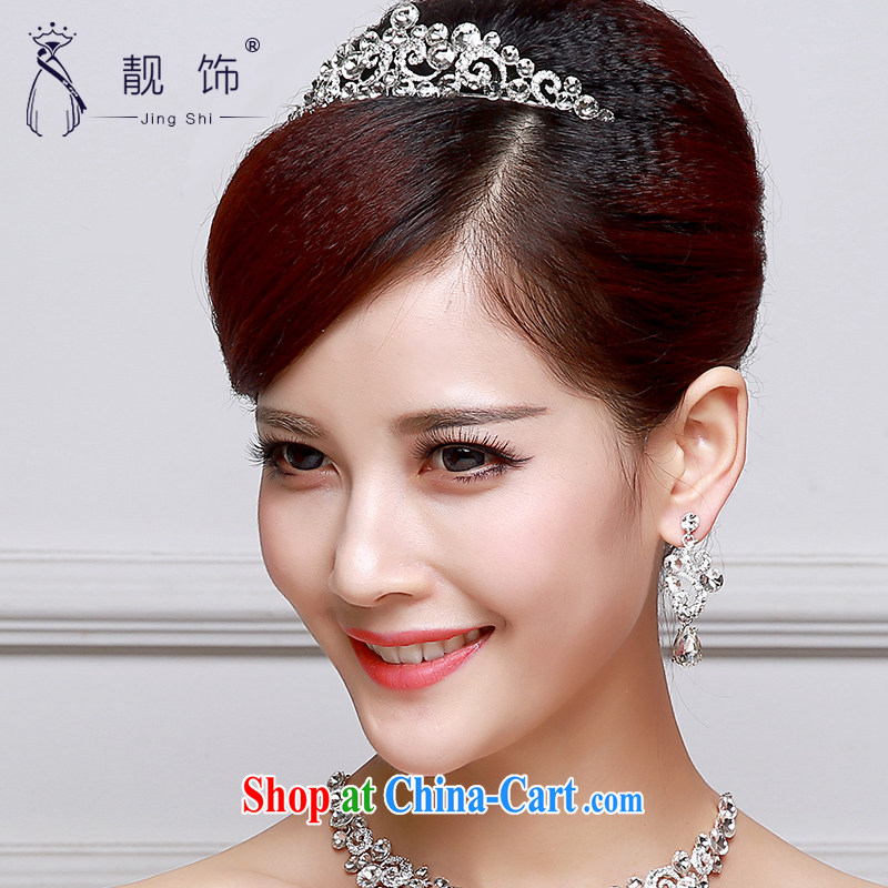 Beautiful decorated bridal head-dress wedding dresses accessories Crown necklace earrings 3-Piece bridal wedding supplies Crown suite 002, beautiful ornaments JinGSHi), shopping on the Internet