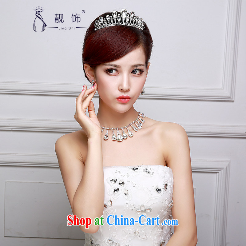 Beautiful ornaments 2015 new bridal jewelry diamond jewelry bridal wedding supplies Crown necklace earrings 3-Piece Crown Kit 003