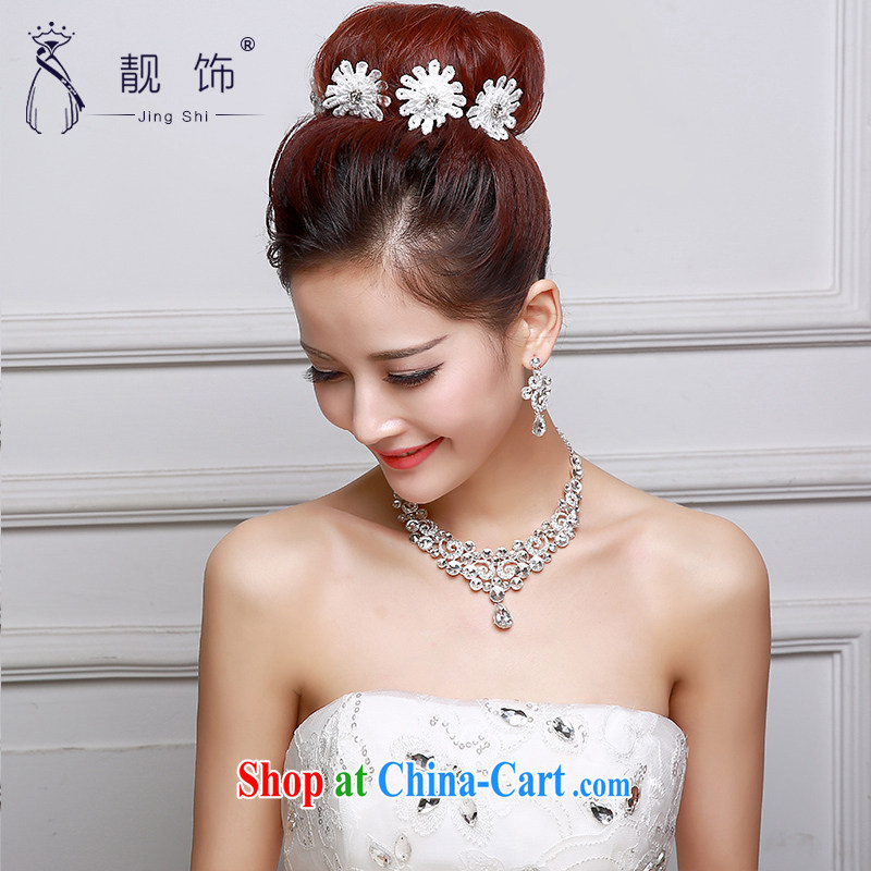 Beautiful ornaments 2015 new bridal headdress white lace water drilling flowers Crown necklace earrings 3-piece floral Crown Kit SP 31, beautiful ornaments JinGSHi), online shopping