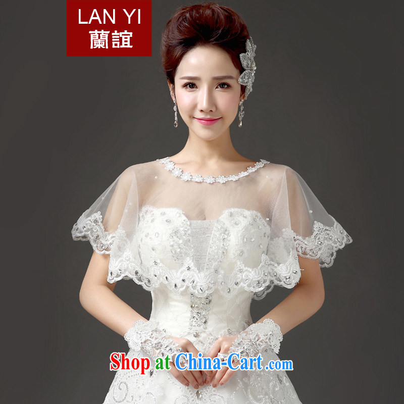 _Quakers_ estimated 2015 bride's new lace water drill shawl Korean video thin sunscreen wedding dresses accessories accessories bridal wedding shawl white white are code thick thin are better through