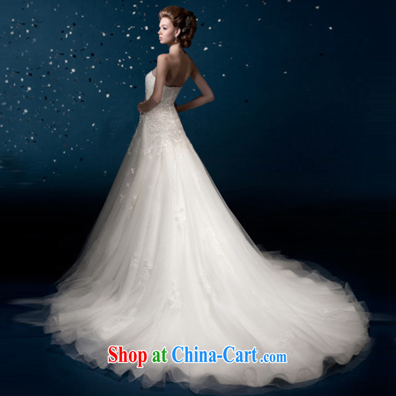 Bridal wedding dresses new 2015 long-tail Princess straps, Korean marriage lace bare chest crowsfoot wedding white S