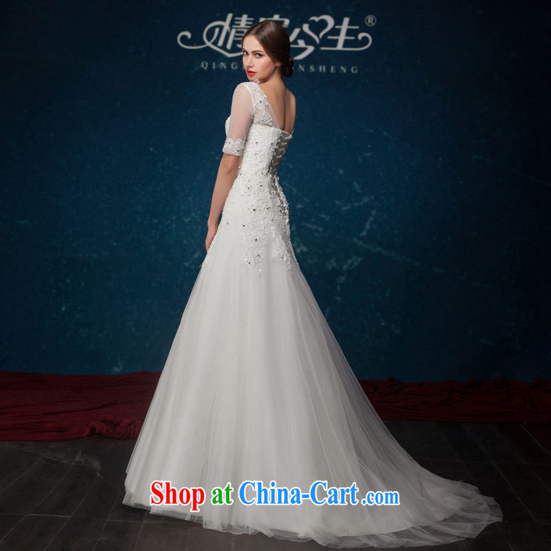 Love Life Euro 2015 summer New Field shoulder retro lace-wood drill-back exposed tail wedding wedding dress White made specifically, love life, and shopping on the Internet