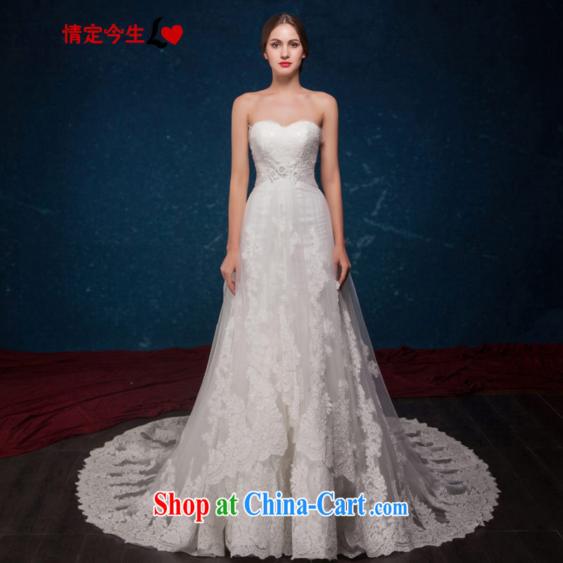 Love Life wedding dresses 2015 summer new European and American Princess lace lace skirt with sexy bare chest tail wedding wedding dress white XL
