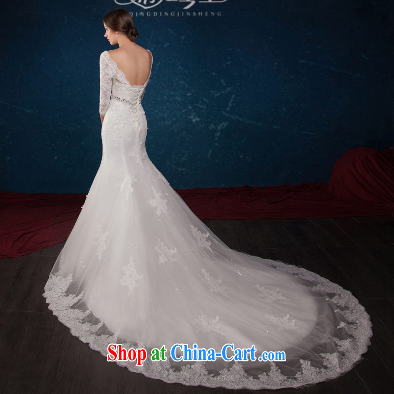 Love Life 2015 summer New Europe, the stylish and the Field shoulder V collar lace inserts drill sexy tail wedding wedding dress white XXL, love life, and shopping on the Internet