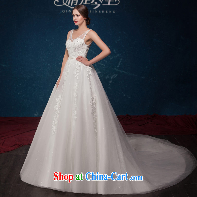 Love Life 2015 summer new minimalist white V collar lace high waist larger tail wedding wedding dress white XL, love life, and shopping on the Internet