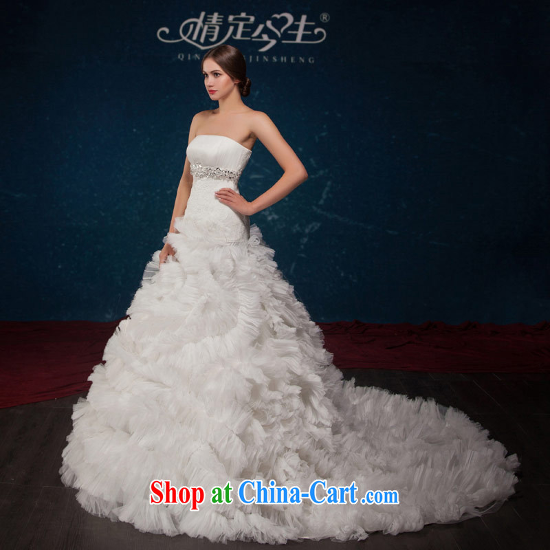 Love Life 2015 new European Big bridal romantic luxury feather large tail erase chest parquet drill wedding wedding dress white XL, love life, and shopping on the Internet