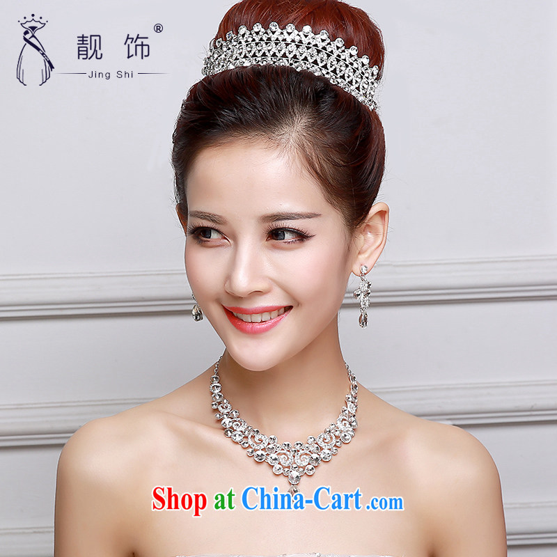 Beautiful ornaments 2015 new bridal headdress alloy bridal Crown necklace earrings 3-Piece wedding accessories accessories wedding supplies accessories alloy Crown 021, beautiful ornaments JinGSHi), shopping on the Internet