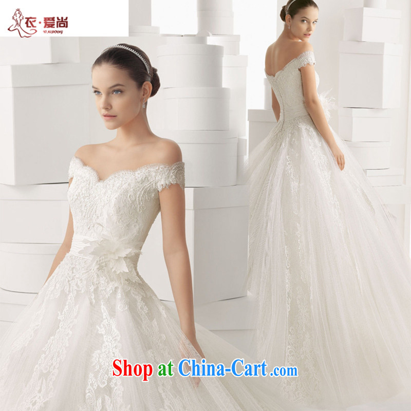 New summer 2015, Korean V collar double-shoulder-tail white high-end custom water drilling lace bridal wedding dresses the code white to make the $30 does not return, and love, and shopping on the Internet