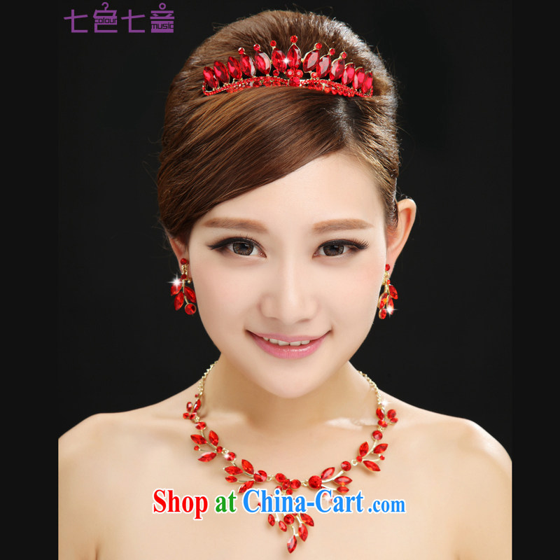 7-Color 7 tone New Red wedding dresses necklaces ear fall Crown 3-Piece PS 031 3-piece set is code