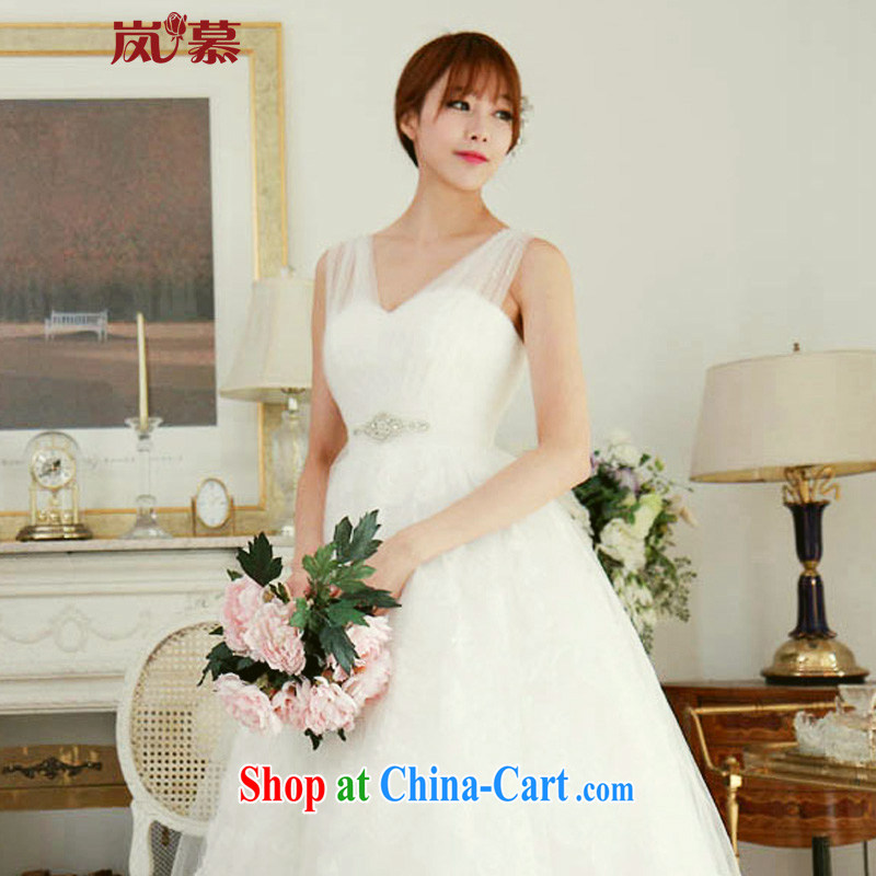 Sponsors of summer 2015 New Dual shoulder strap V collar with shaggy dress lace back exposed straps bridal wedding ivory XL _chest 95_waist 79_