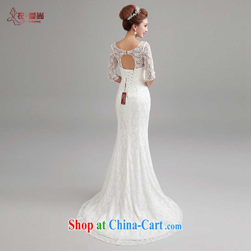 Yi love is summer 2015 new wedding dresses the Field shoulder cuff in sense of the waist the tail end crowsfoot wedding 100% pure lace wedding female white to make the $30 does not return clothing, love, and shopping on the Internet
