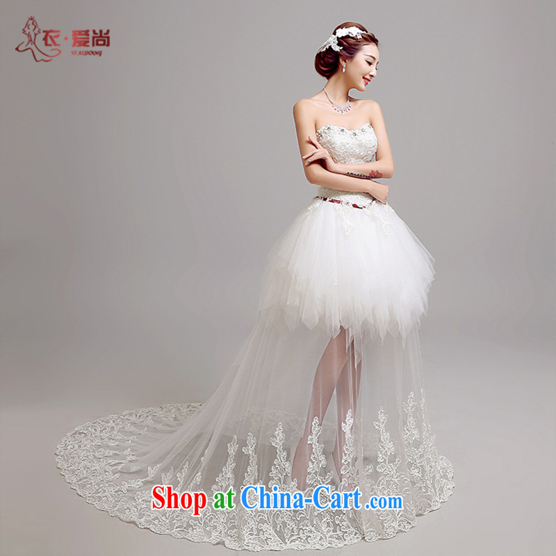 Yi love is summer 2015 new wedding dresses in Europe and wiped his chest lace-up waist wedding natural canopy tail short film floor wedding female white to make the _30 does not return