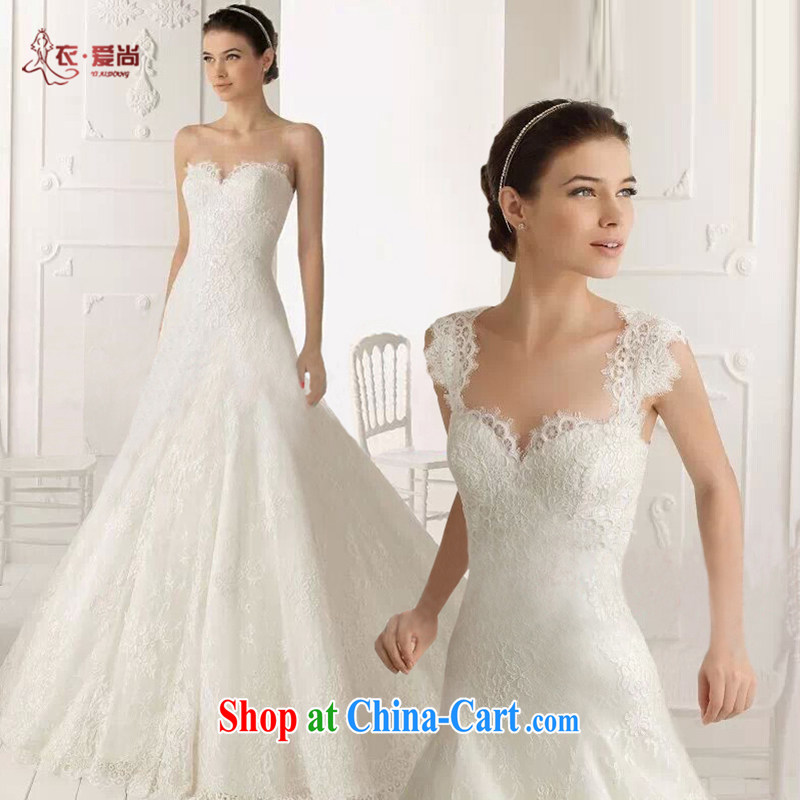 Yi love is still new summer 2015, wedding dresses Korean wiped chest crowsfoot wedding dresses plain lace ultra graphics thin wedding luxury large-tail wedding female white to make the _30 does not return