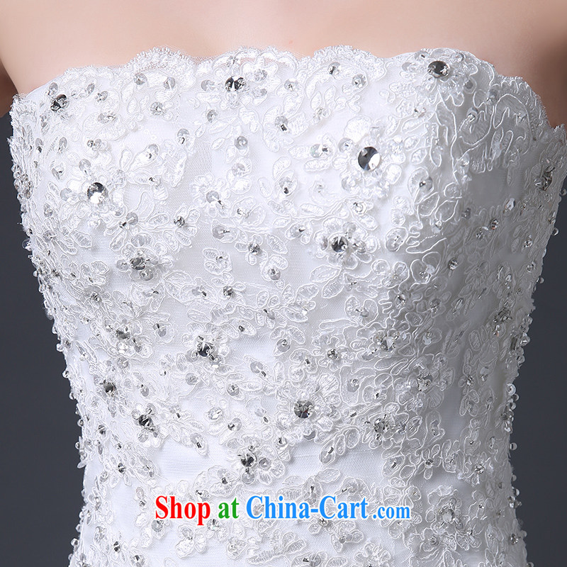 Code Hang Seng bride wiped his chest Korean long-tail wedding dresses new 2015 spring and summer marriage custom, waist graphics thin wedding elections chest bare, simple, elegant -- White XXL atypical pneumonia, Hang Seng bride, online shopping