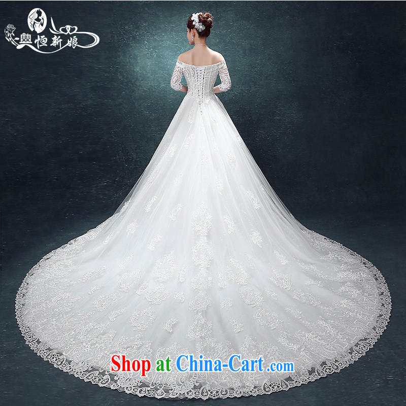 Code hang bridal wedding dresses 2015 new stylish one shoulder wedding-tail the code graphics thin Korean lace summer the large tail, fine fabrics -- White XXXL, and hang Seng bride, shopping on the Internet