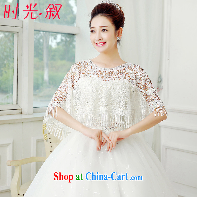 Syria Time 2015 new marriages lace shawl, Japan, and South Korea wedding accessories summer white thin, wood drilling bridesmaid dress, a small jacket white