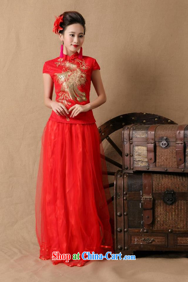 2015 bridal wedding ceremony cheongsam dress red bows, dress style 6648 red XL pictures, price, brand platters! Elections are good character, the national distribution, so why buy now enjoy more preferential! Health