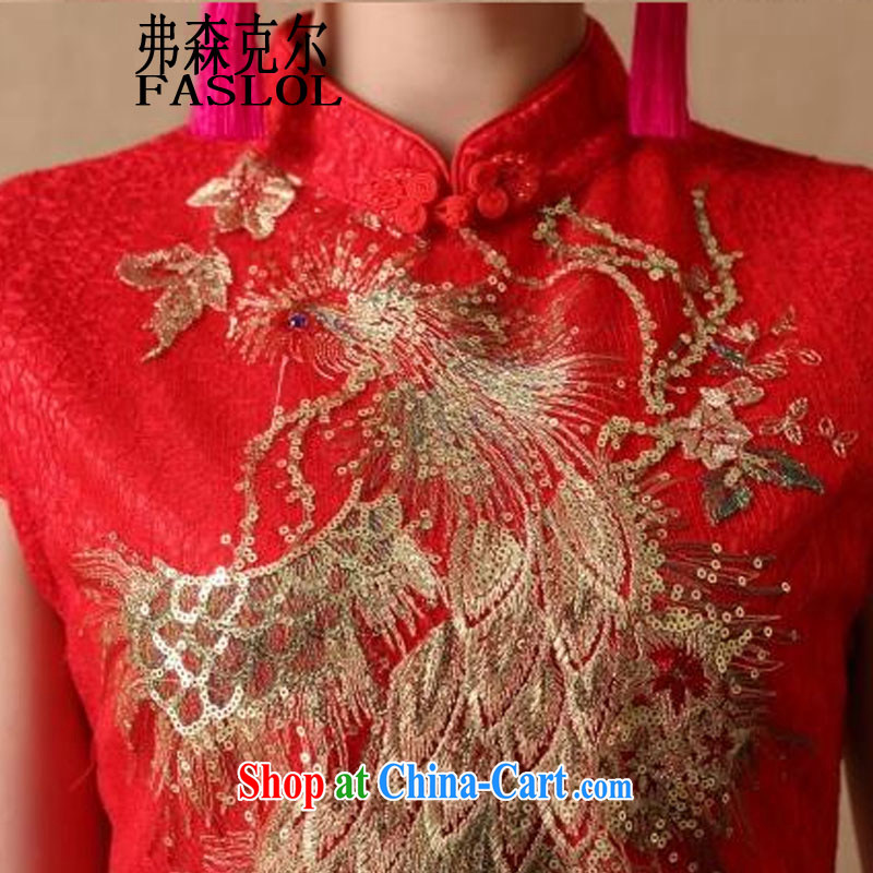 2015 bridal wedding ceremony cheongsam dress red bows, dress style 6648 red XL, frank, Michael (FASLOL), online shopping